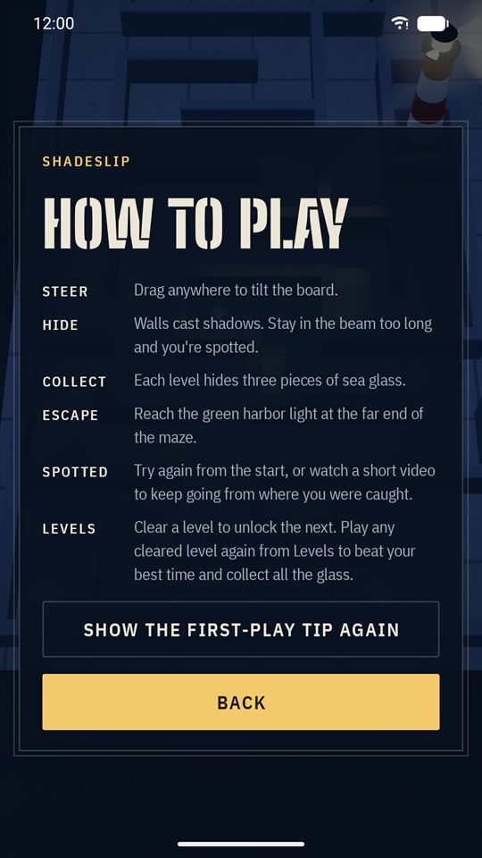 How to play: steer, hide, collect, escape.